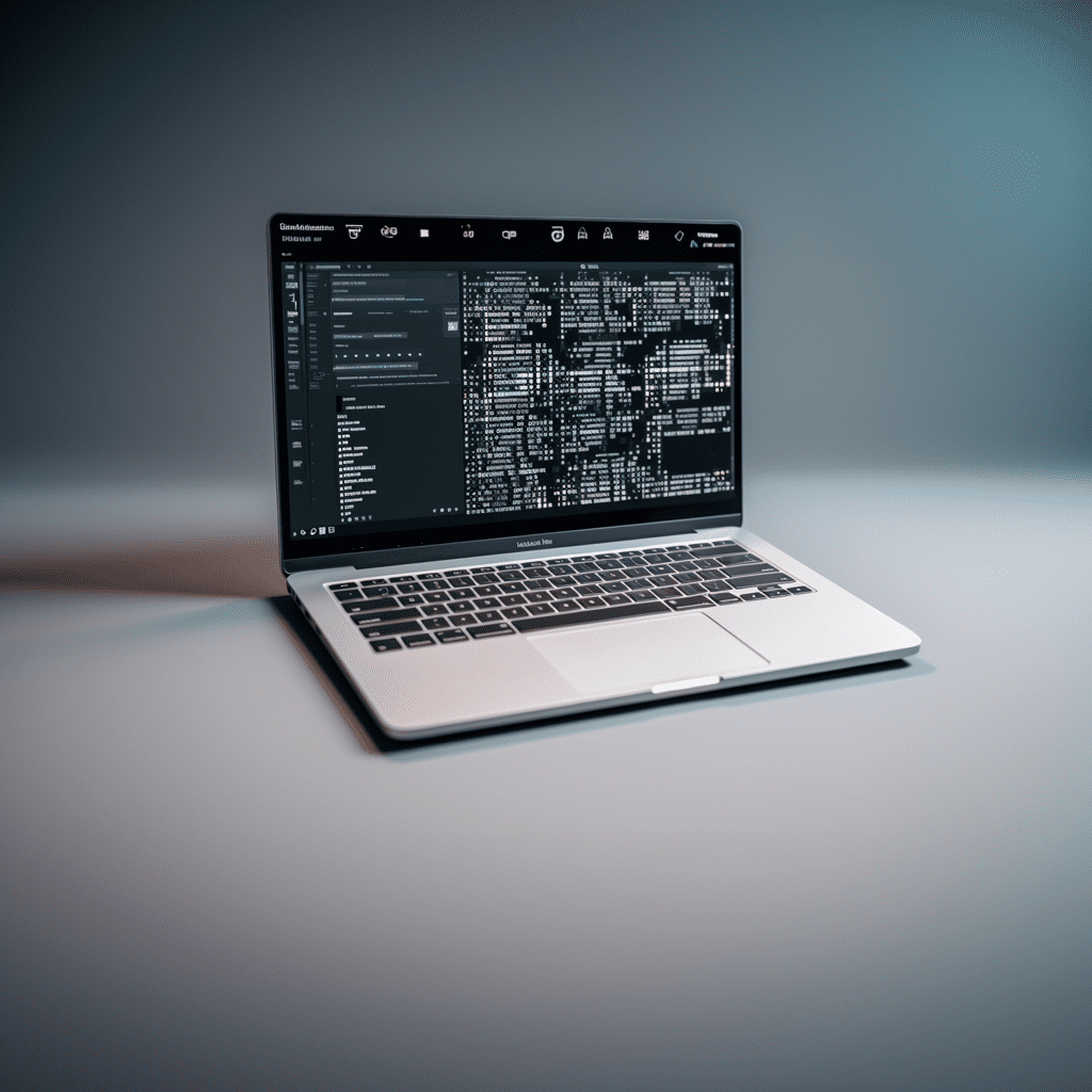 Laptop grey background