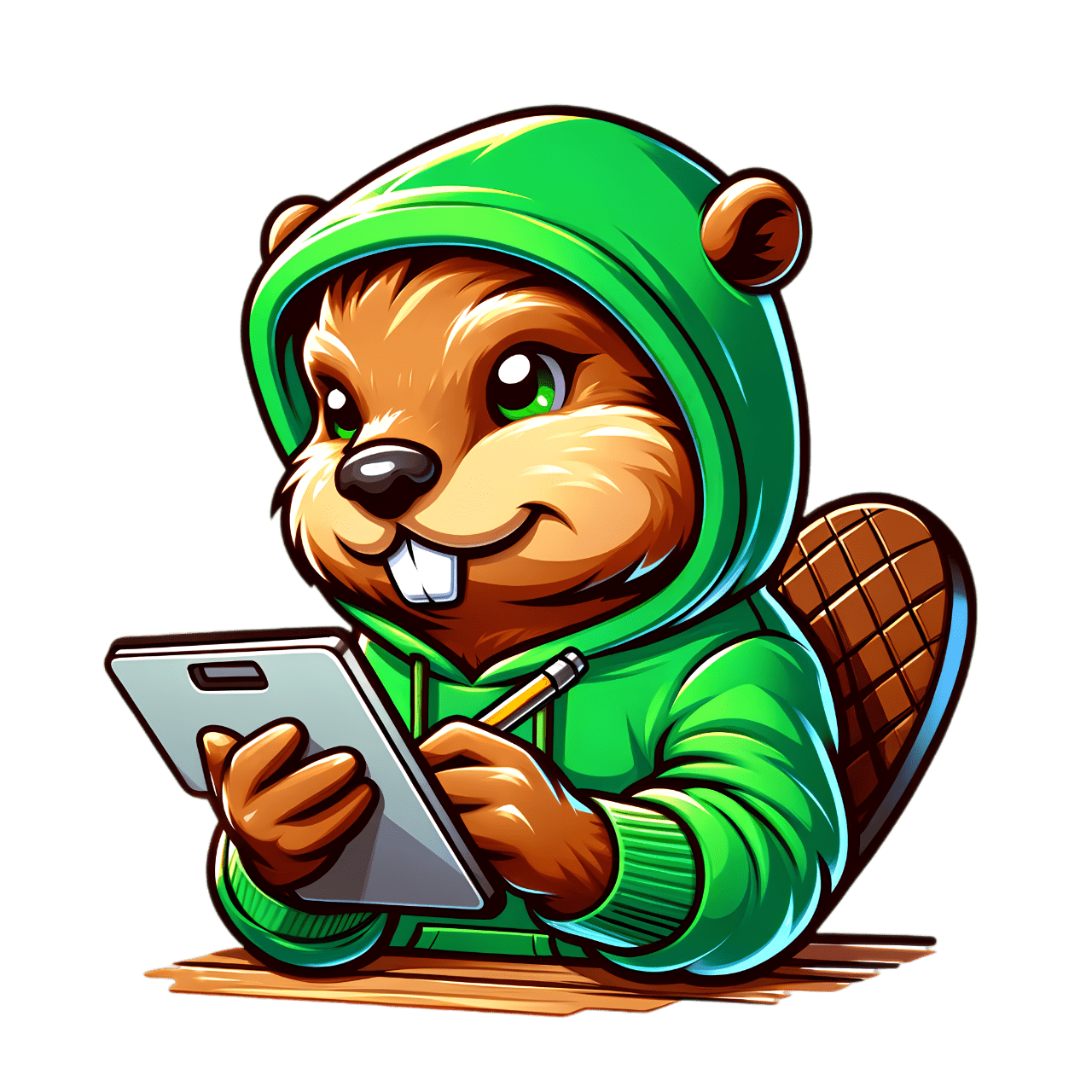 Beaver taking notes flipped